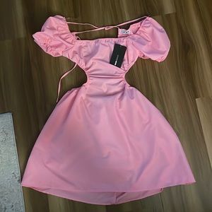 Women’s small Fashion Nova cut out pink teacup mini dress BNWT